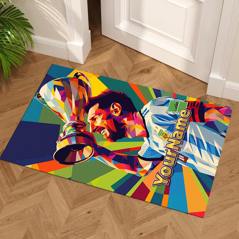 Messi Customizable Name Floor Rug Office Rug Perfect for Hallway Bedrooms Balcony Outdoor Antislip Carpet Anime Office Decor Perfect Gift for Women/Me