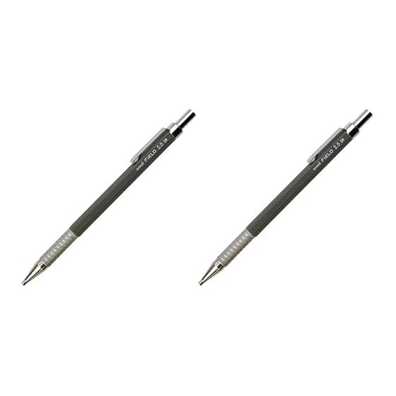 Mitsubishi Pencil Field 2 Mechanical Pencil for Architecture 2H M207001P2H Knock-type Knurled Metal Grip 2.0mm Lead Diameter