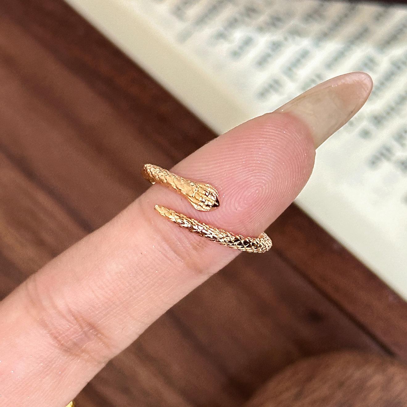 Кольцо Змея Духа Простое Открытое Кольцо на Указательный Палец Универсальное Текстурированное Кольцо Змея Украшения