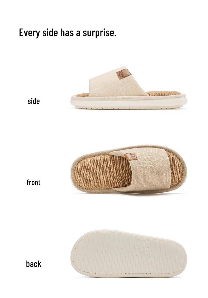 Unisex Open-Toe Antibacterial Cotton Linen Slippers for All Seasons
