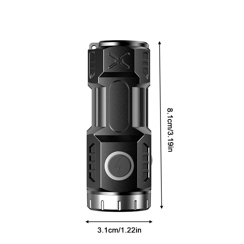 Mini Rechargeable Led Flashlight Camping Emergency Light With Side Lights And Lampshade Tail With Magnet For Exploring Camping