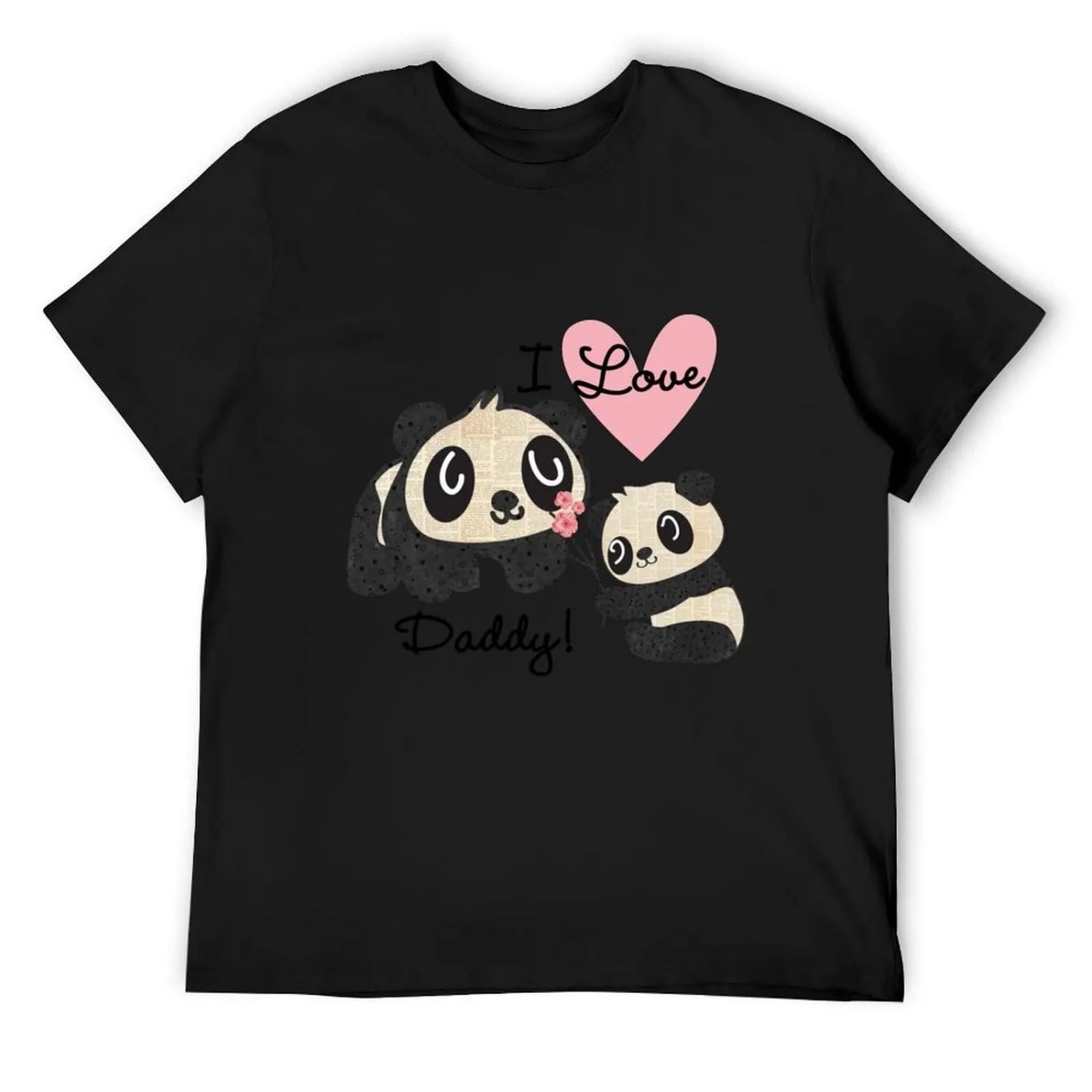 

Kids Panda Bears I Love Daddy T-Shirt blue archive summer tops tshirts personalised men graphic t shirts XXXXXL чорний