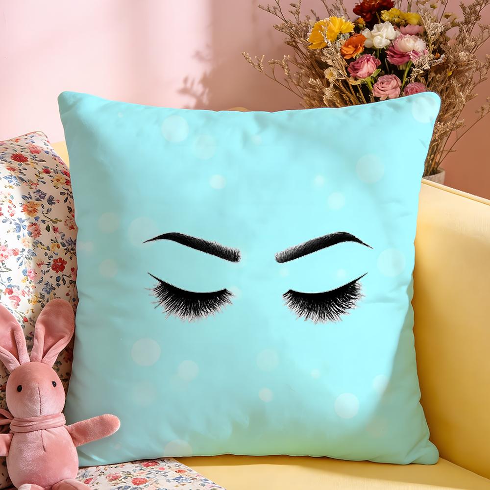 Cushion Cover Short Plush Throw Pillow Soft Washable Sofa Bed Office Cushion Beauty Makeup Eyelash