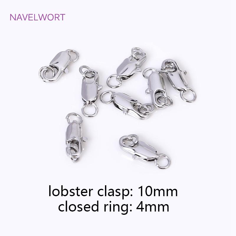 Brass 18K Gold Plated 10/12mm Lobster Clasps Claw Hooks With Closed Rings,Accessories For Jewelry,DIY Accessories Wholesale