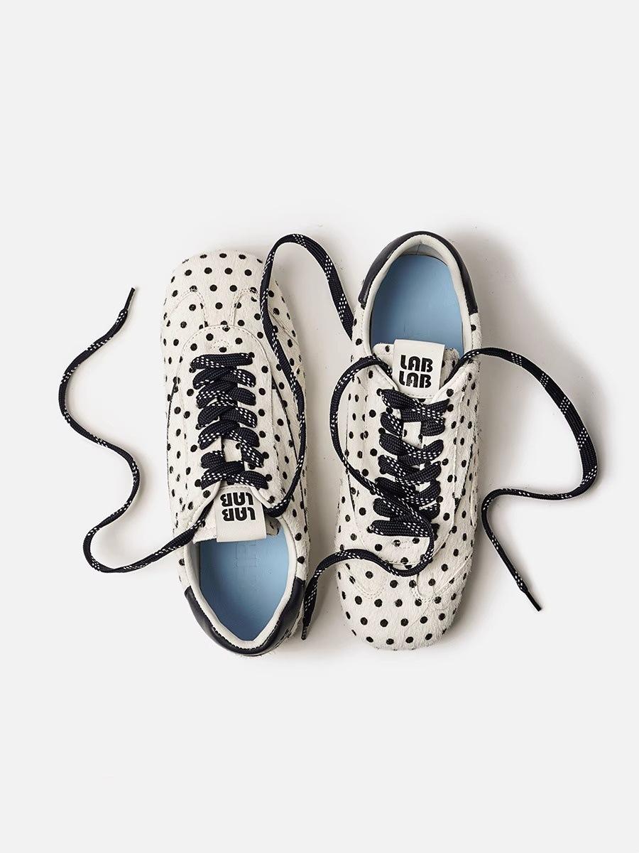 

Теплая весенняя атмосфера b подготовка~ модные повседневные туфли для балета в горошек молочного цвета Fu 2025 лето новая коллекция 40