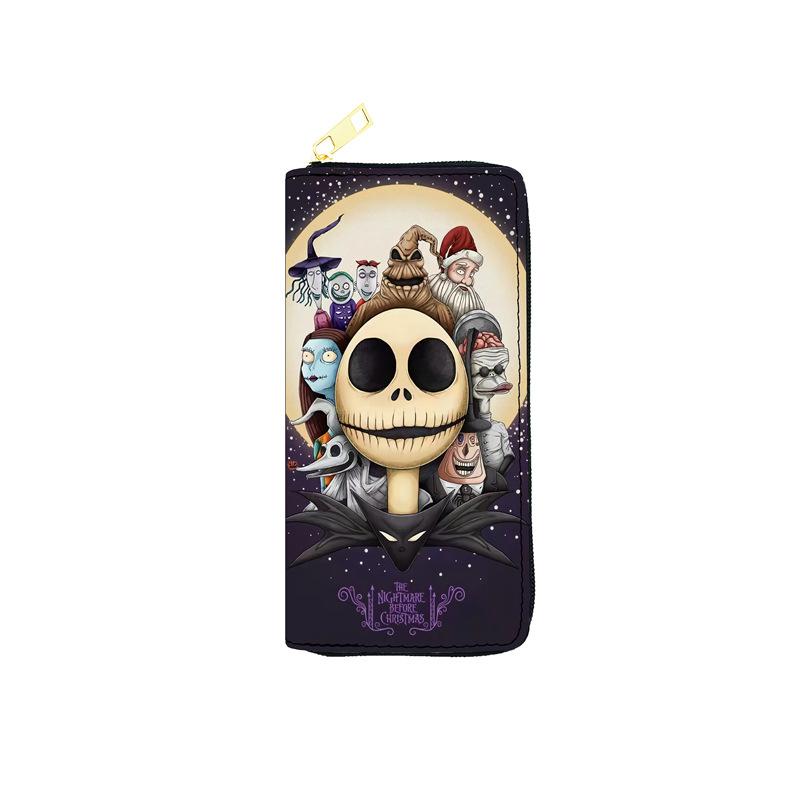 Nightmare Before Christmas PU Wallet Women Long Zip Clutch Makeup Bag Jack Skellington 3pcs