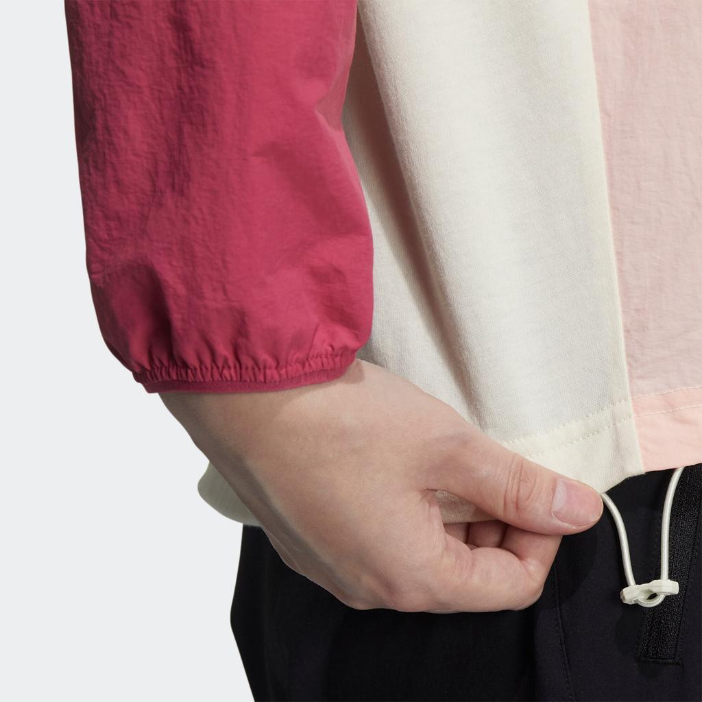 Adidas Color Block Sports Crew Neck Long Sleeve T-Shirt Women Tops Bright-Pink GN7555