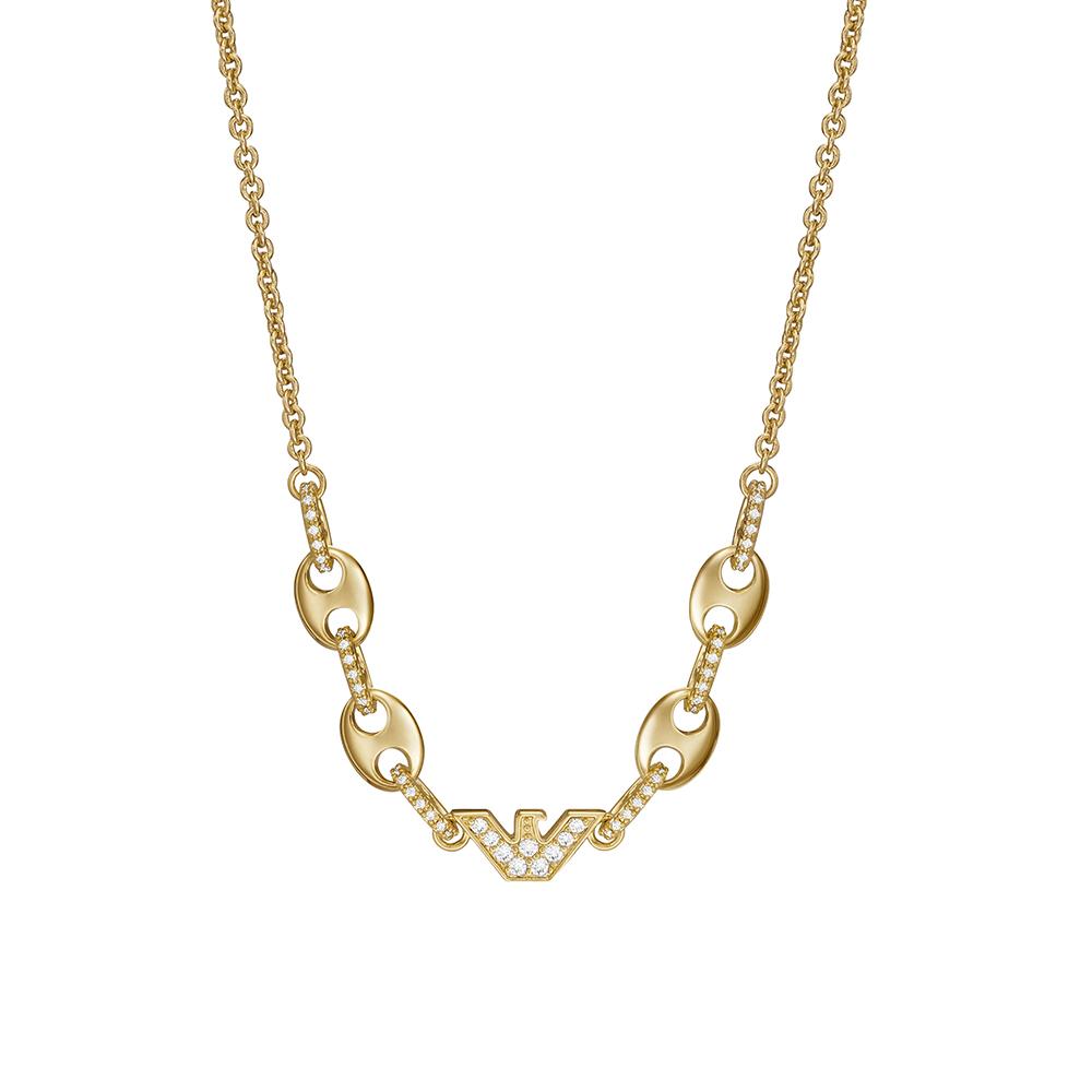 

Emporio Armani Double Hole Ring Buckle Eagle Logo Necklace Women necklace Gold EGS3058710 Single Item