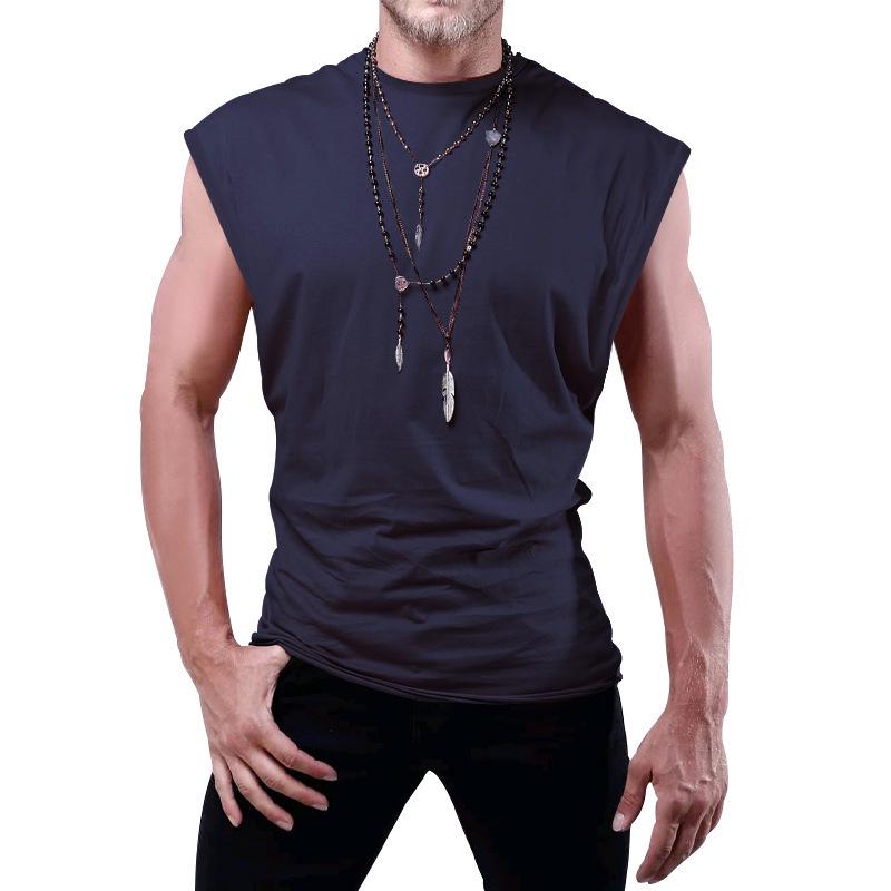 Cross-border 2025 Men's Summer Sleeveless T-shirt - Youth Loose Fit Solid Color Thin Tank Vest