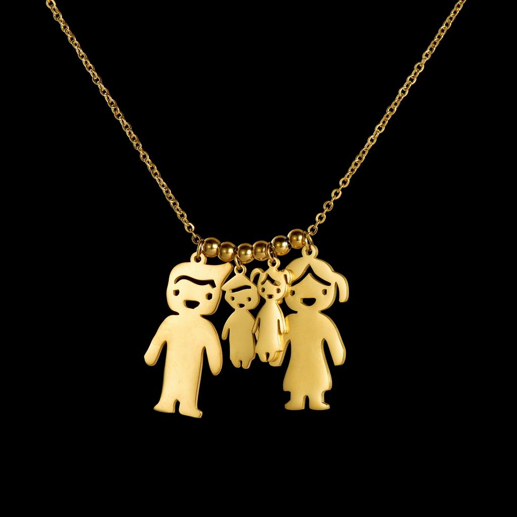 Atoztide Engrave Family Name Necklace for Women Personalized Stainless Steel Jewelry Mother Kids Angle Dog Chain Birthday Gift