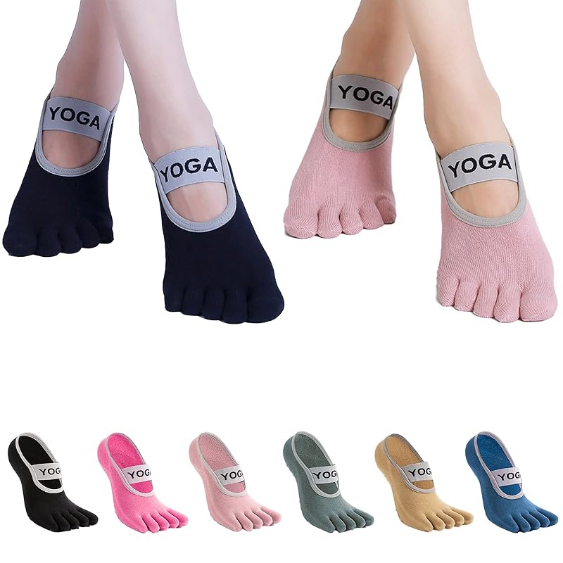 

[Amzbag] Pilates socks 5 fingers 3D anti-slip yoga socks grip socks socks breathable Antibacterial and deodorizing quick drying Never fade Sweat