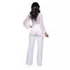 Women's High Collar Lace Lace Fashion Solid Color Chiffon Long Sleeve High Waist Jumpsuit