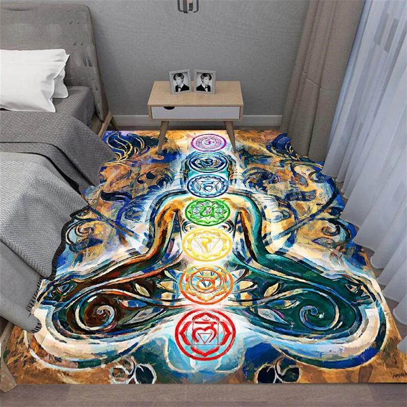 3D Chakra Printed carpet non-slip carpet door mat Yoga mat bedroom decoration area rug bedroom decor birthday gift
