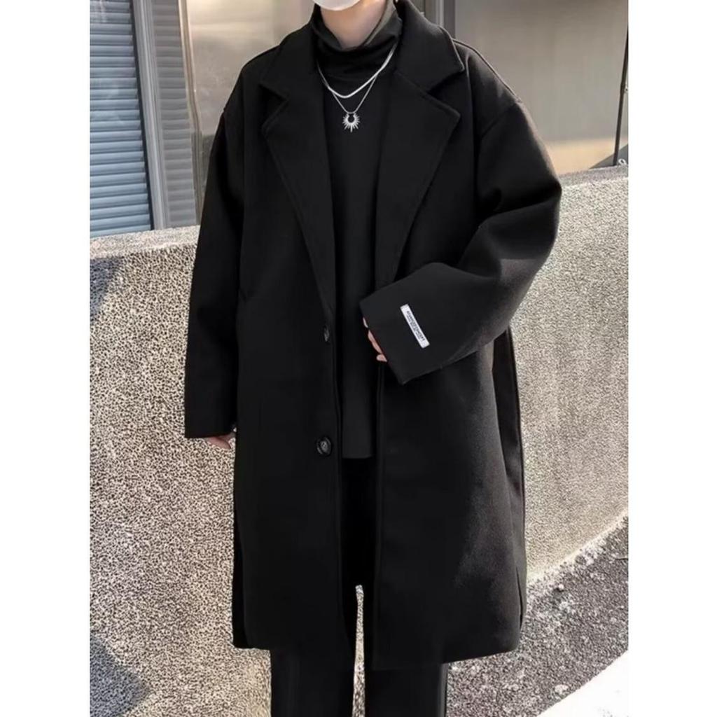 Trendy Britse Stijl Heren Middellange Wolle Trenchcoat – High-End Gevoel, Winter Dikte, Over de Knie Ontwerp