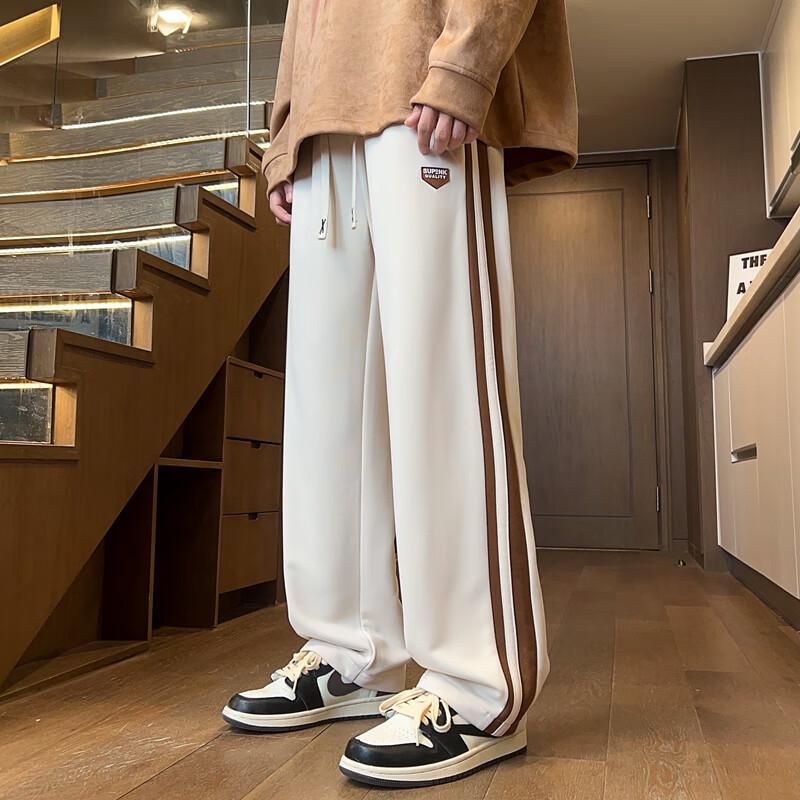 Wassup Sohot Men's Loose Fit Letter Print Straight Leg Casual Pants