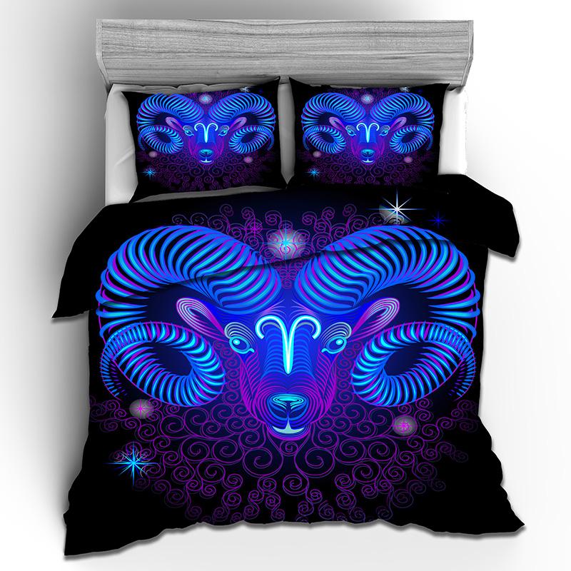 Kemila 3D Digital Printing 12 Constellations Gorgeous Quilt Cover Pillowcase Double Bed Set Sheet Soft Bedding Pictures