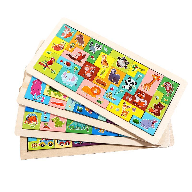 Montessori Wooden Educational Puzzle for Children: Fun Theme Block Toy for Early Cognitive Development