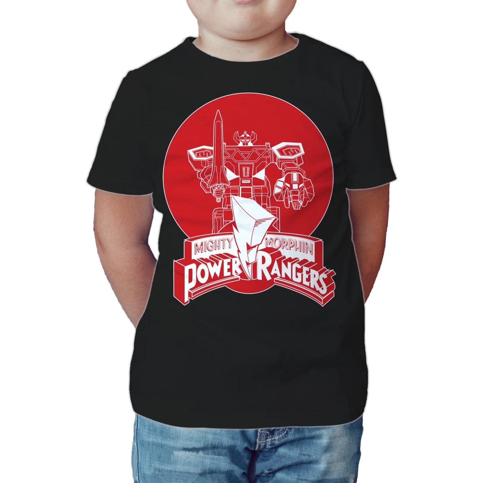 Power Rangers Logo Megazord Circle Official Kids T-Shirt | Mighty Morphin Shirt 160
