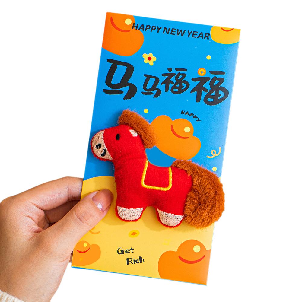 Red Envelopes with 3D Plush Doll Design Money Envelopes for Christmas Wedding Birthday Home Chinese New Year Red Packets