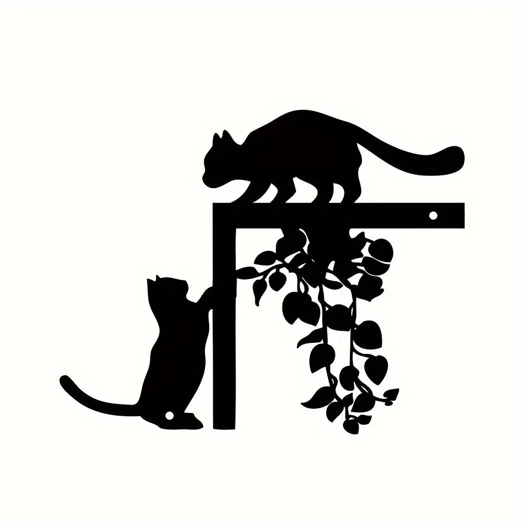 

Очаровательный 1шт. Металлический декор в виде кошек - металлический настенный орнамент в стиле «природа». Привлекательное геометрическое украшение из металла для дома и офиса чёрный