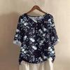 Women's Fashionable And Casual Shirt Half-sleeve Round Neck Print Blouse Top