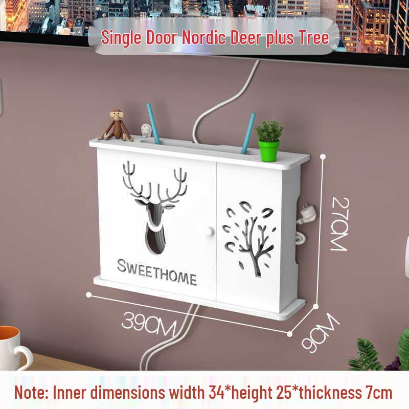 Wall-Mounted No-Drill WiFi Router and TV Set-Top Box Shelf for Living Room/Bedroom