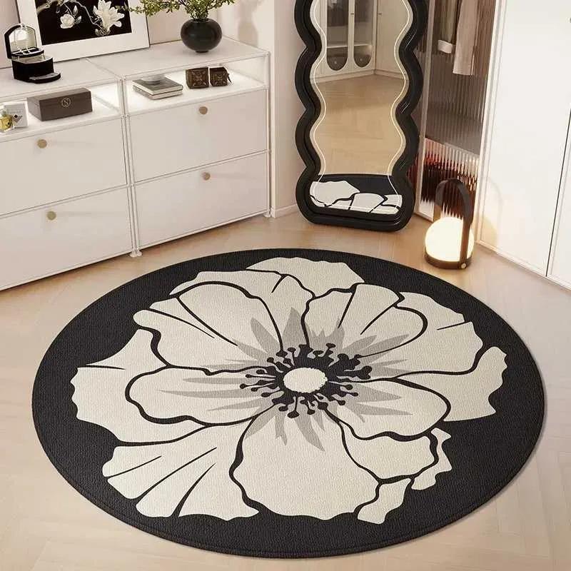 

Disney Vintage Flowers Circular Floor Mat Living Room Sofa Bedroom Bedside Carpet Large Area High-end Non-slip Rug Decor 40x40cm