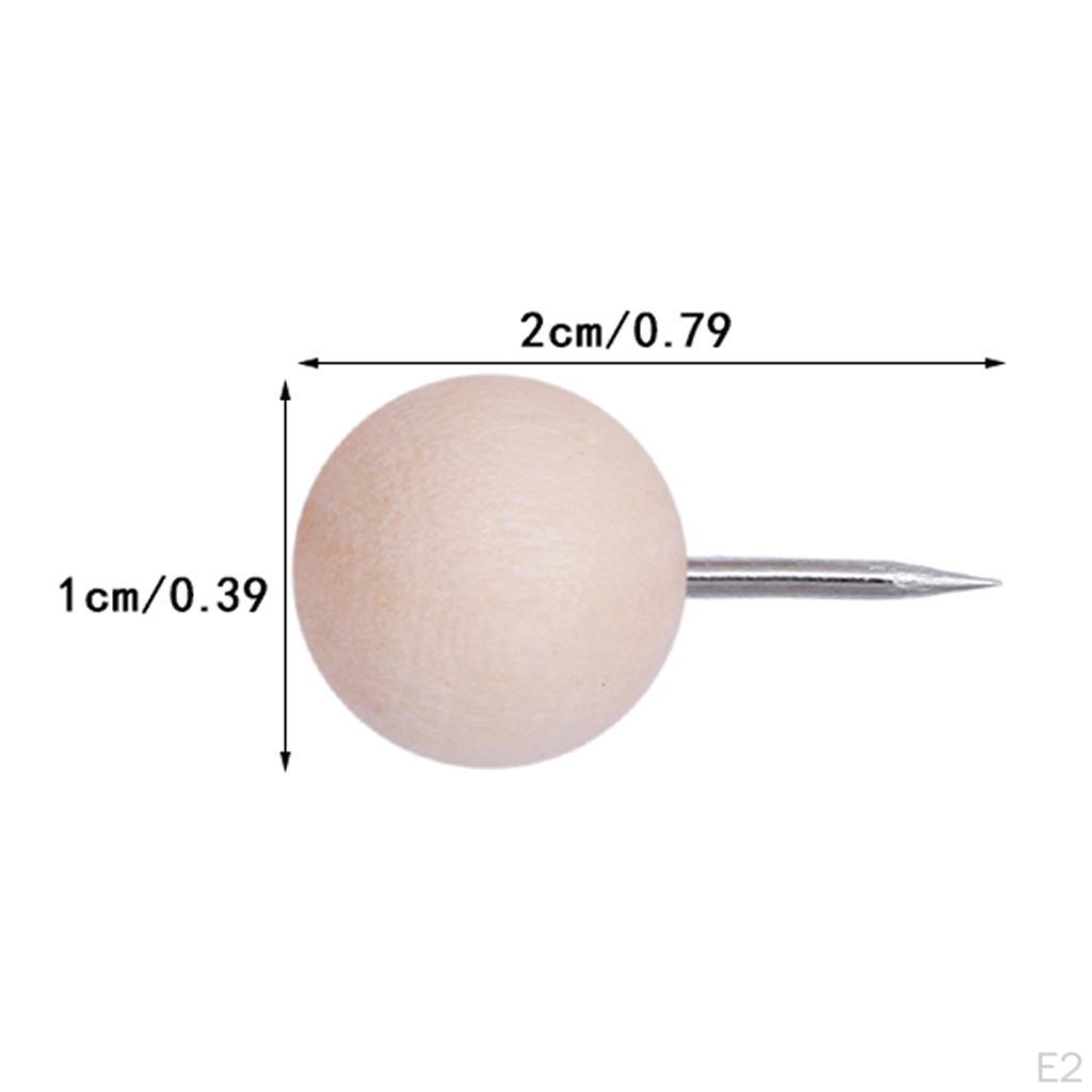 Round Head Wood Push Pins Decorative Thumb Tacks Used On Cork Boards, Maps