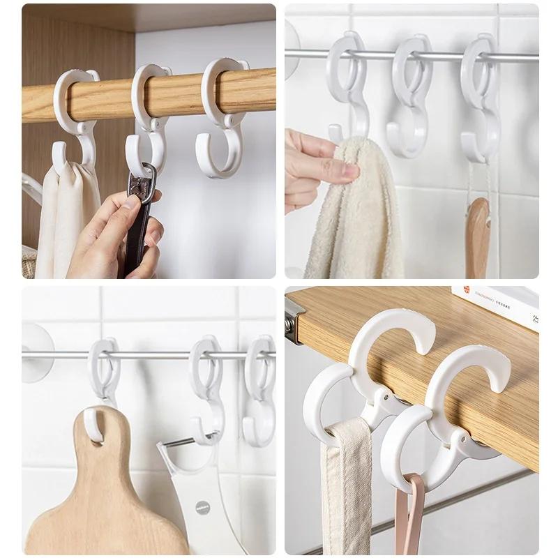 10pcs Windproof S Shaped Hooks Multi-purpose Wardrobe Closet Hook Household Card Position S-hook Ring Buckle With Safety Buckle