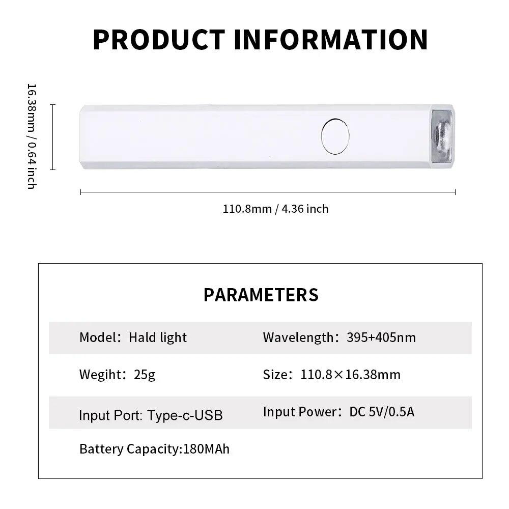 Mini Rechargeable Nail Dryer Portable Handheld Flashlight UV LED Lamp for Quick Dry All Gel Polish Manicure Light Nail Art Tools