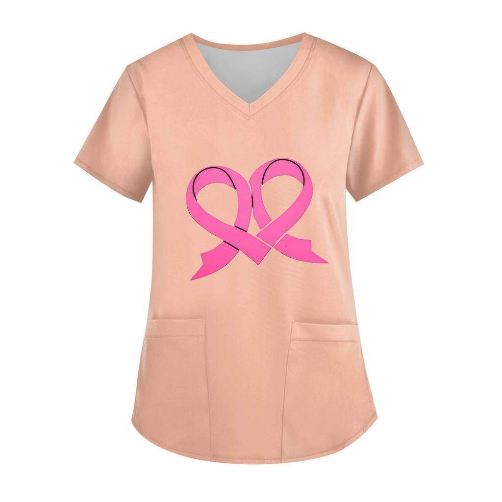 Women's V-Neck Short-Sleeve Pocketed Top With Side Slit