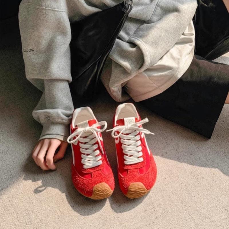 Cowhide version~ Su Yinyin has the same ugly and cute asymmetrical big toe head lace-up casual sports style Forrest Gump training shoes for women