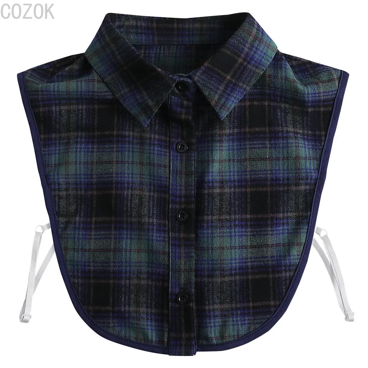 

Женский накладной воротник в клетку, съемные воротники, однотонная рубашка, женский воротник, белый, топ для девочек, одежда, воротник-дики