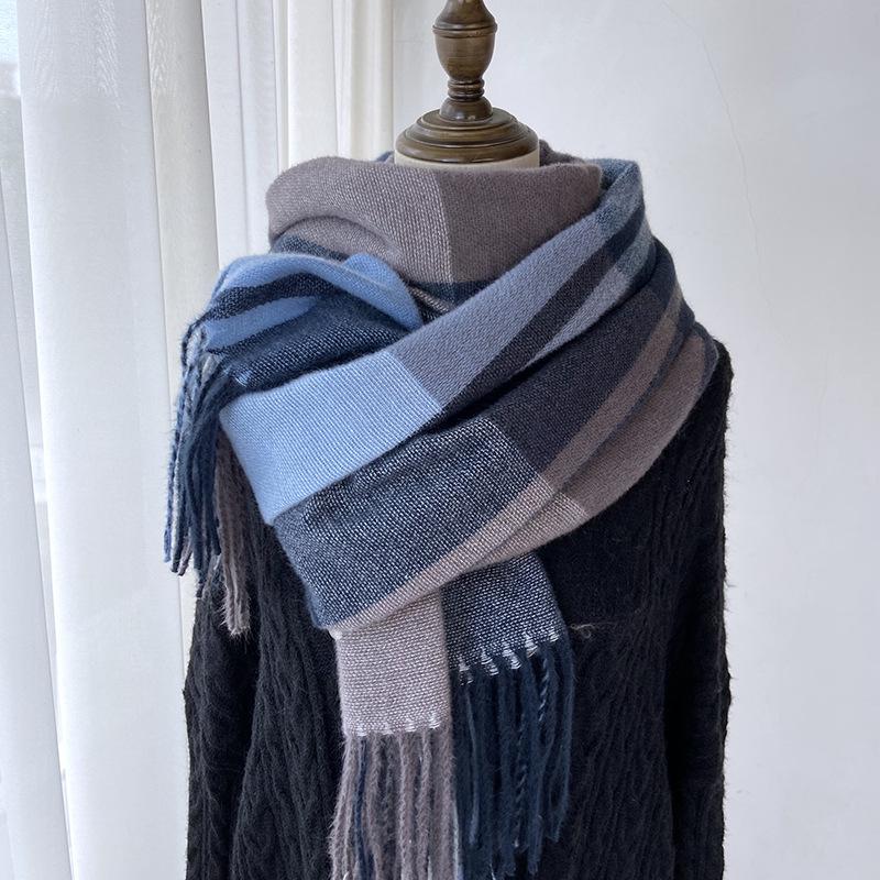 Eșarfă Plaid Cașmir Imitație Eșarfă Nouă de Iarnă Șal pentru Femei Eșarfă Groasă Europeană și Americană Caldă cu Franjuri