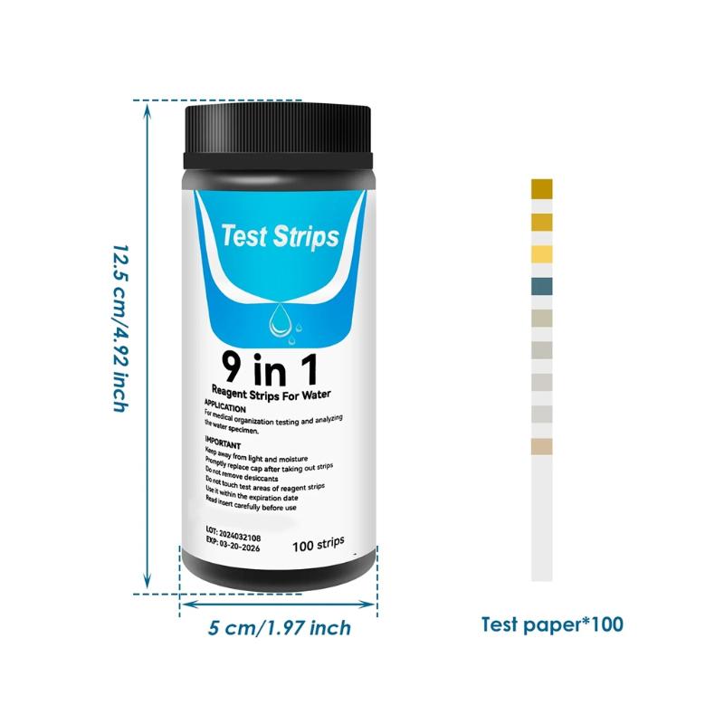 Aquarium Test Strips 9-IN- Water Quality Kit Fast Detection PH Nitrite Nitrate for Fish Pond Tank 00 Pcs