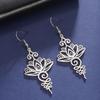 Simple Titanium Steel Earrings With Hollow Lotus Pendant For Women