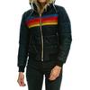 Yousheng Winter-Baumwollmantel mit Taschen Coloblock Reißverschluss Kapuze Gefüttert Winddicht Strickjacke Kurzer Typ Elastische Bündchen und Saum Baumwolljacke