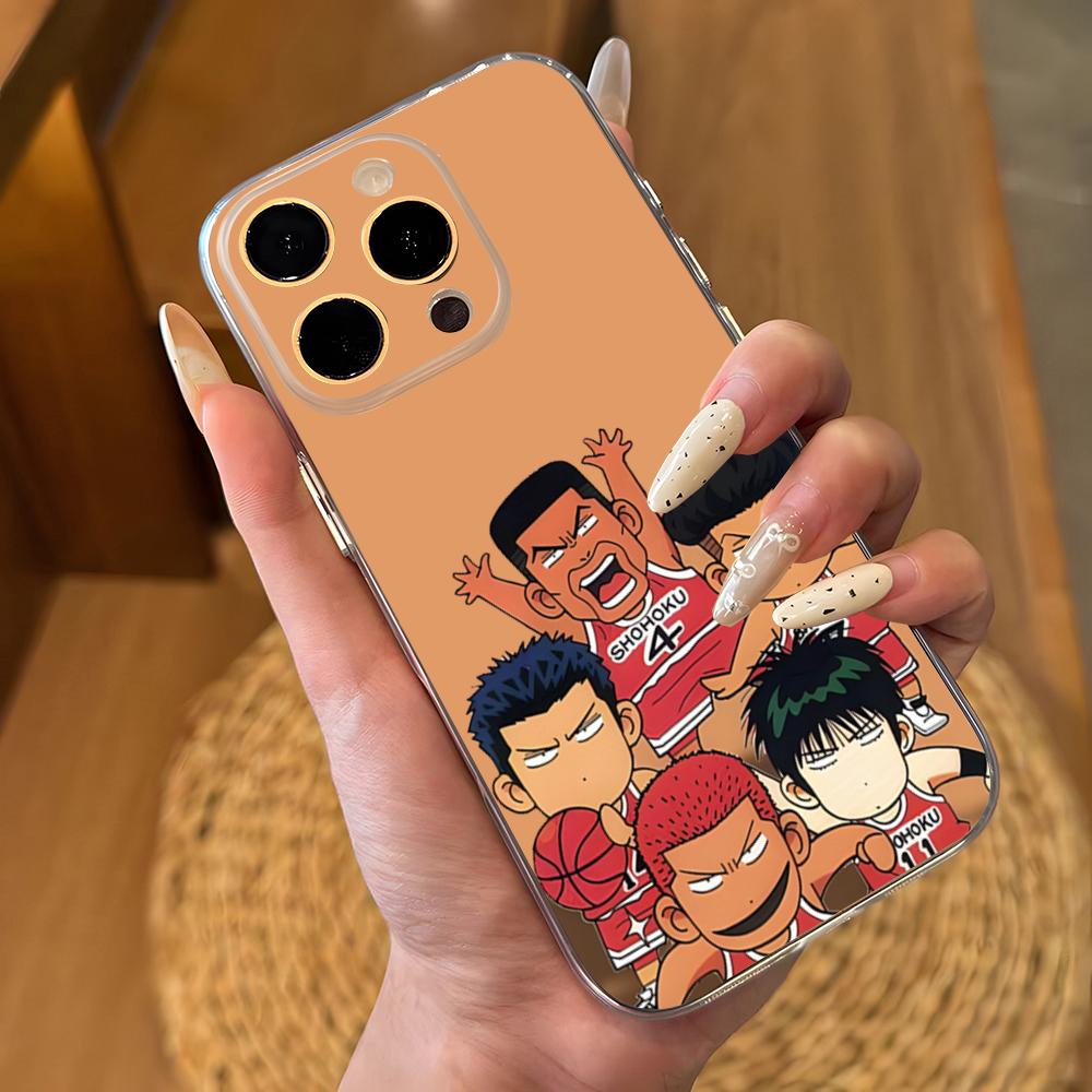 

Cute Cartoon Slam Dunk Phone Case For IPhone 17 16 Pro Max 15 14 13 11 12 Mini Xs X Xr 7 8 Plus Se Transparent Cover iPhone XS Max