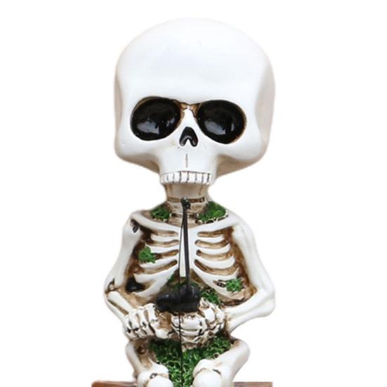 Veggskjelettstatue Fiske Menneskeskjelettfigur med Hai Gotisk Resin Veggdekor Fisker Skjelett for Halloweenfester