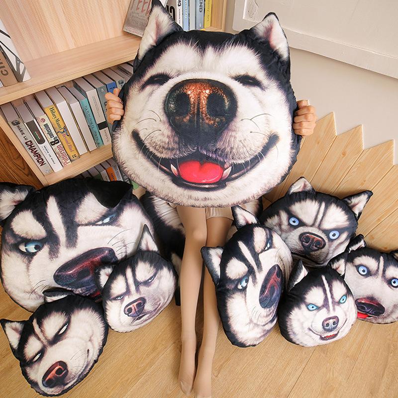 3D Creative Husky Plush Toy Pillow Doll Funny God and Annoyed Dog Head Valentine's Day Girl Birthday Gift