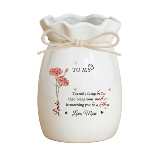 

Flower Vase with Ribbon to My Daughter Ceramic Flower Vase Mother s белый