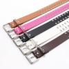 Hollowed Metal Women Leather Belt With Solid Color And Alloy Buckle Fashion