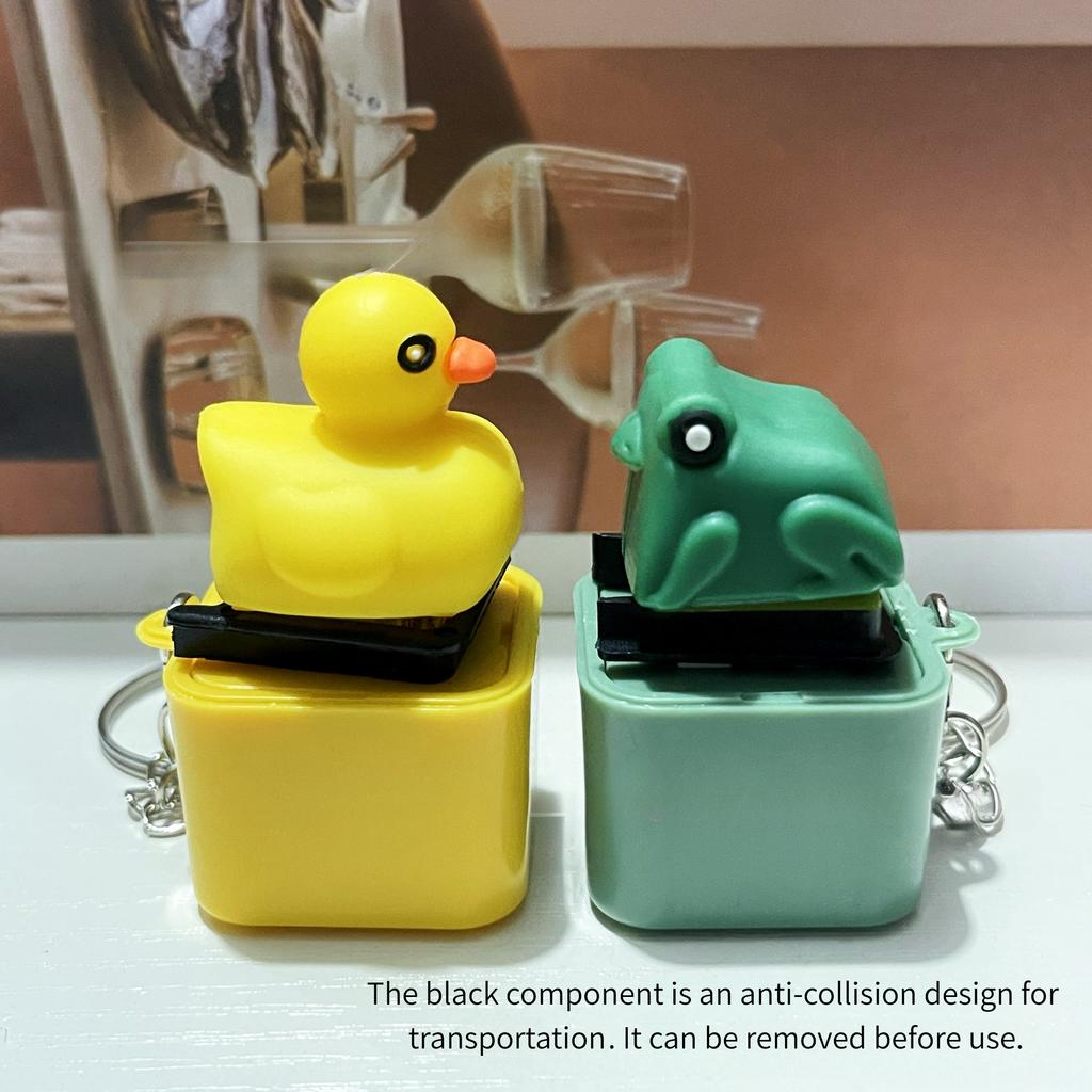 Funny Croaking Frog Duck Keychain Rechargeable Keyboard Fidget Clicker Sound Keyring With LED Light For Stress Relief