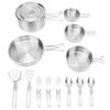 Stainless Steel Camping Cookware Set Foldable Handle Portable Cookware Lightweight Cookware Set For 3 People