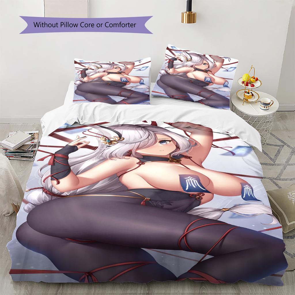 Anime Pattern Bedding Quilt Set Quilt Cover Pillowcase Home Decoration Birthday Gift (1 * Duvet Cover + 2 * Pillowcase, Without Core)
