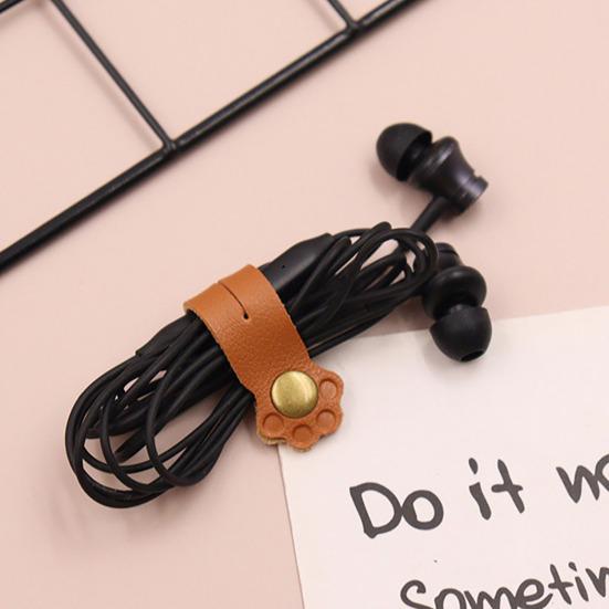 Kedi Pati Kablo Düzenleyici Klipsli Kablo Sarıcı Kulaklıklar Şarj Cihazları Veri Kabloları İçin Masayı Düzenli Tutar Suni Deri Pratik Masa Aksesuarı