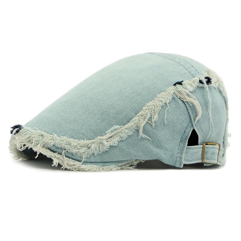 

Джинсовый берет Женский Британский Винтажный Кепка-федора Мужской Кепка с козырьком светло-синий