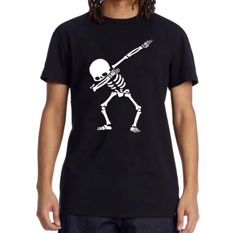 Funny Skull Design Print Unisexs Tshirt Loose Summer Casual ONeck Harajuku Graphic Tees Streetwear Heavyweight Male Tops Shirts