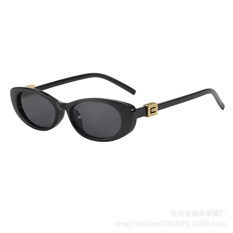 New fashionable and simple small frame sunglasses, European and American high-end retro sunglasses, anti-ultraviolet women's tide street shooting