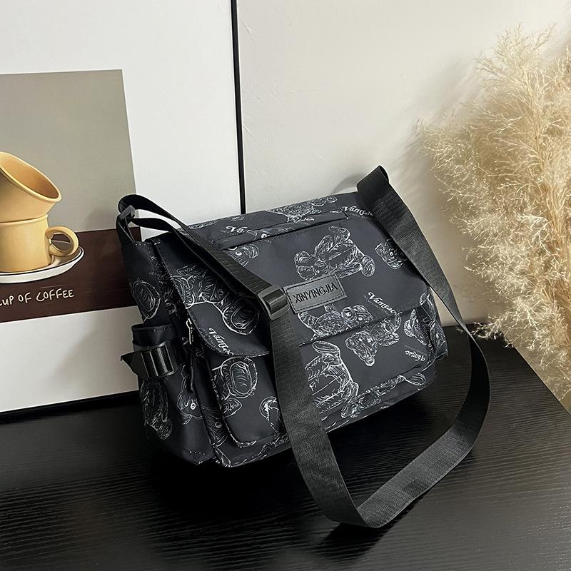 

Школьная сумка, девочки, студенты колледжей, ученики старших классов 2024 новая сумка-мессенджер с принтом, ученики младших классов, ученики начальной школы чёрный